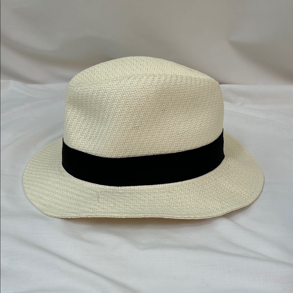 Nicole Marciano Classic Cream Straw Fedora Hat with Black Band - Picture 3 of 8